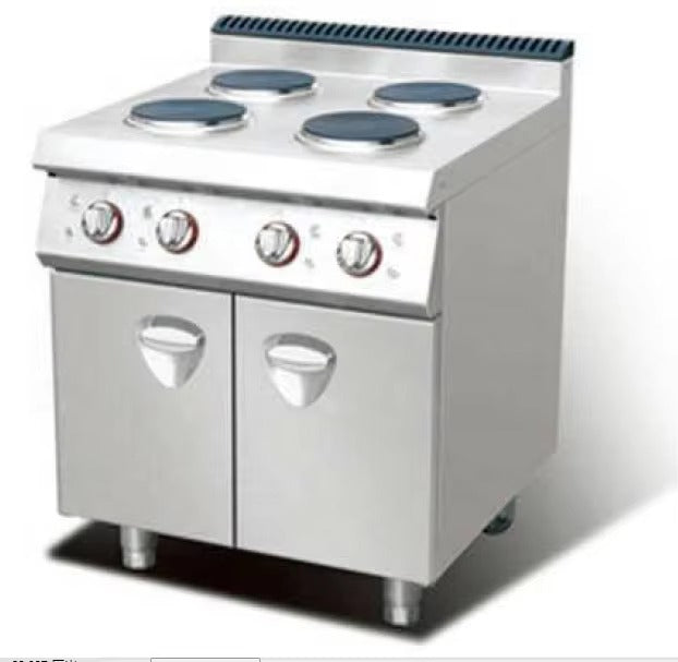 Cocina eléctrica de 4 quemadores con compartimento de almacenamiento, 700 x 700 x (850 + 60) mm, E-DS-700