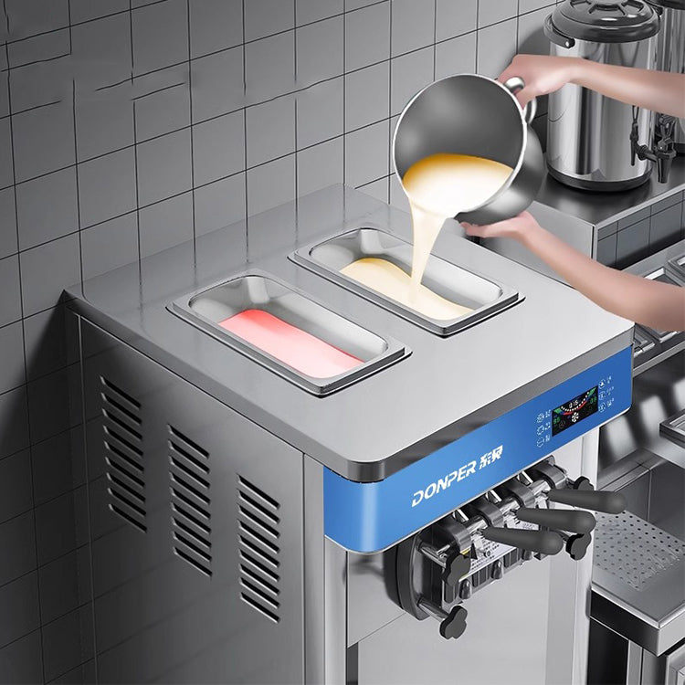 Máquina comercial vertical de cono de helado totalmente automática de tres colores