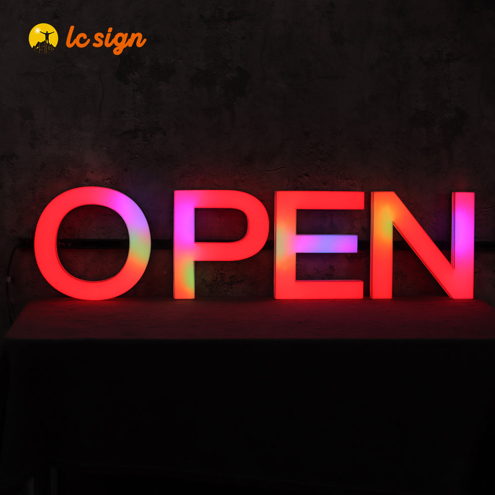 Panneau d'affichage 3D à LED en couleur avec lettres et chiffres (lettres et chiffres disponibles)