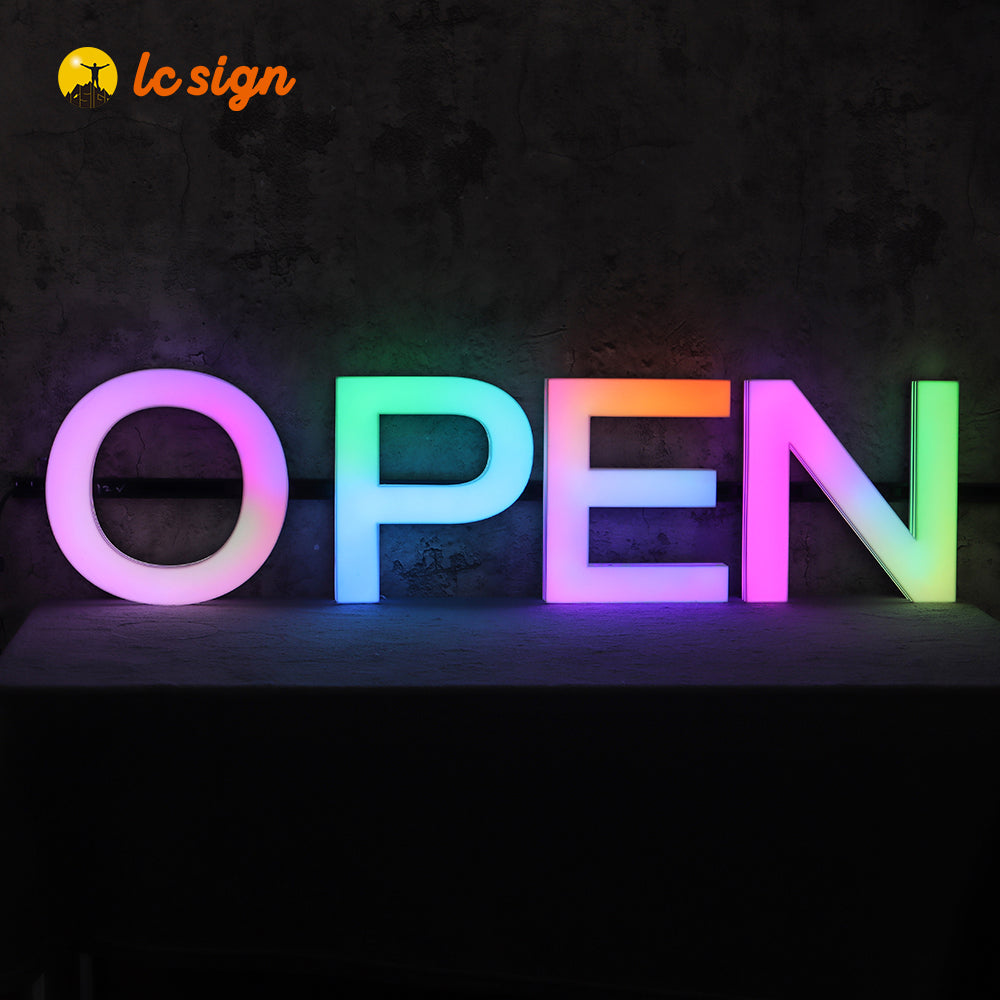 Panneau d'affichage 3D à LED en couleur avec lettres et chiffres (lettres et chiffres disponibles)