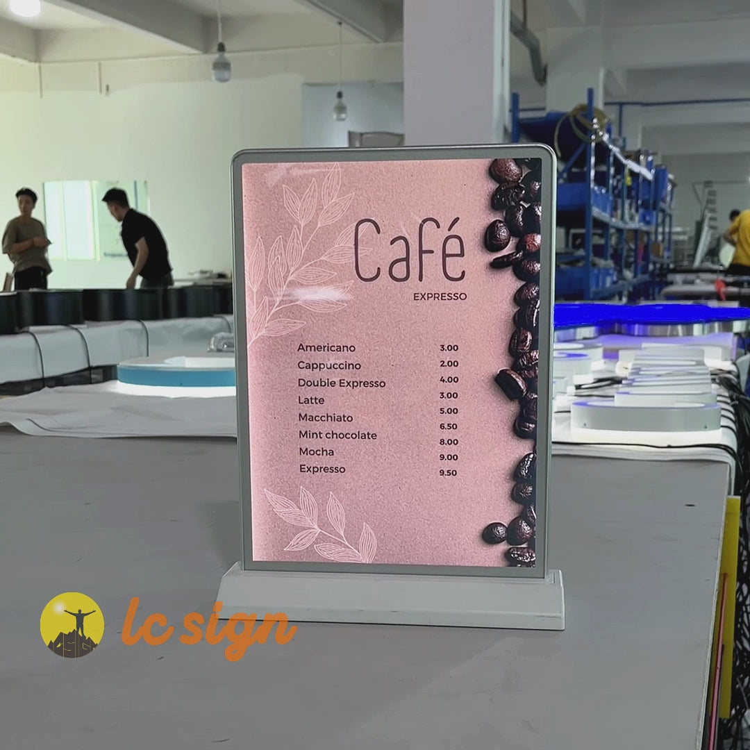 Caissons lumineux (usage intérieur uniquement - Affichage de bureau rechargeable, panneau lumineux publicitaire double face)