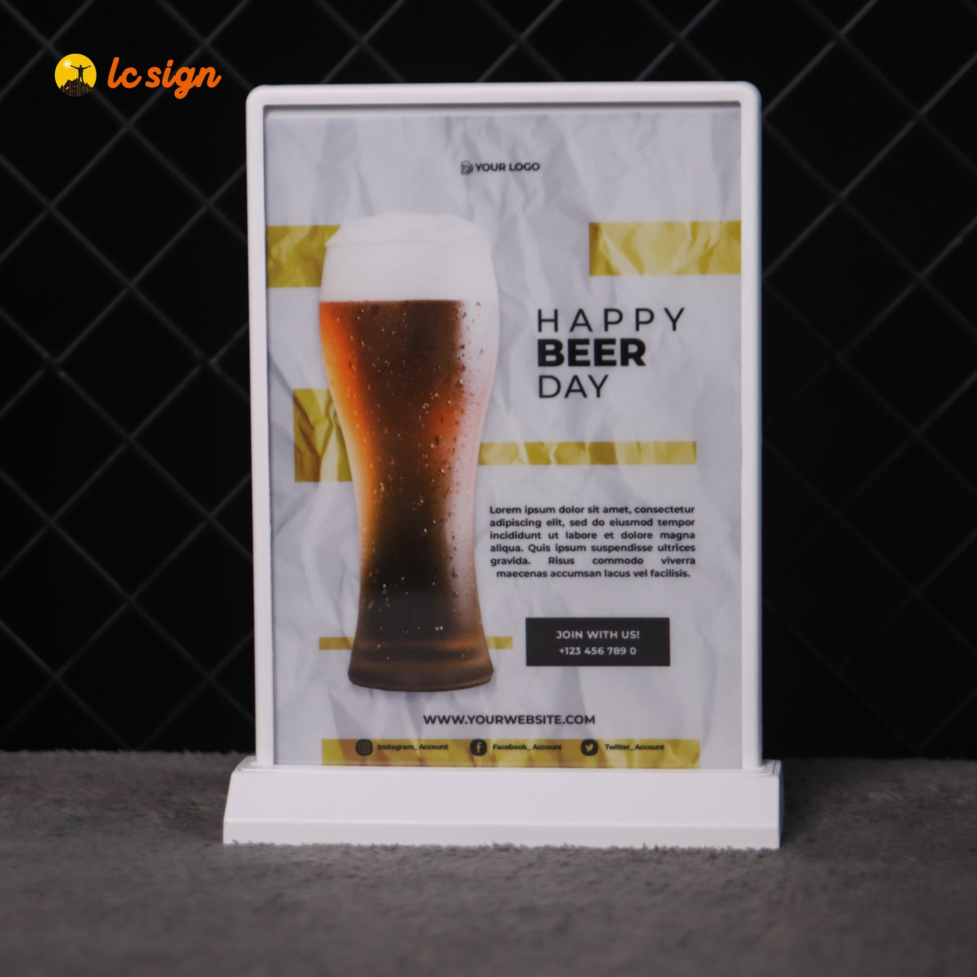 Caissons lumineux (usage intérieur uniquement - Affichage de bureau rechargeable, panneau lumineux publicitaire double face)