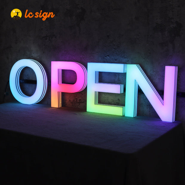 3D Signs Billboard Full Color Style LED Track Channel Letters Sign with Easy and Quick Installation (Letters & Numbers Available)