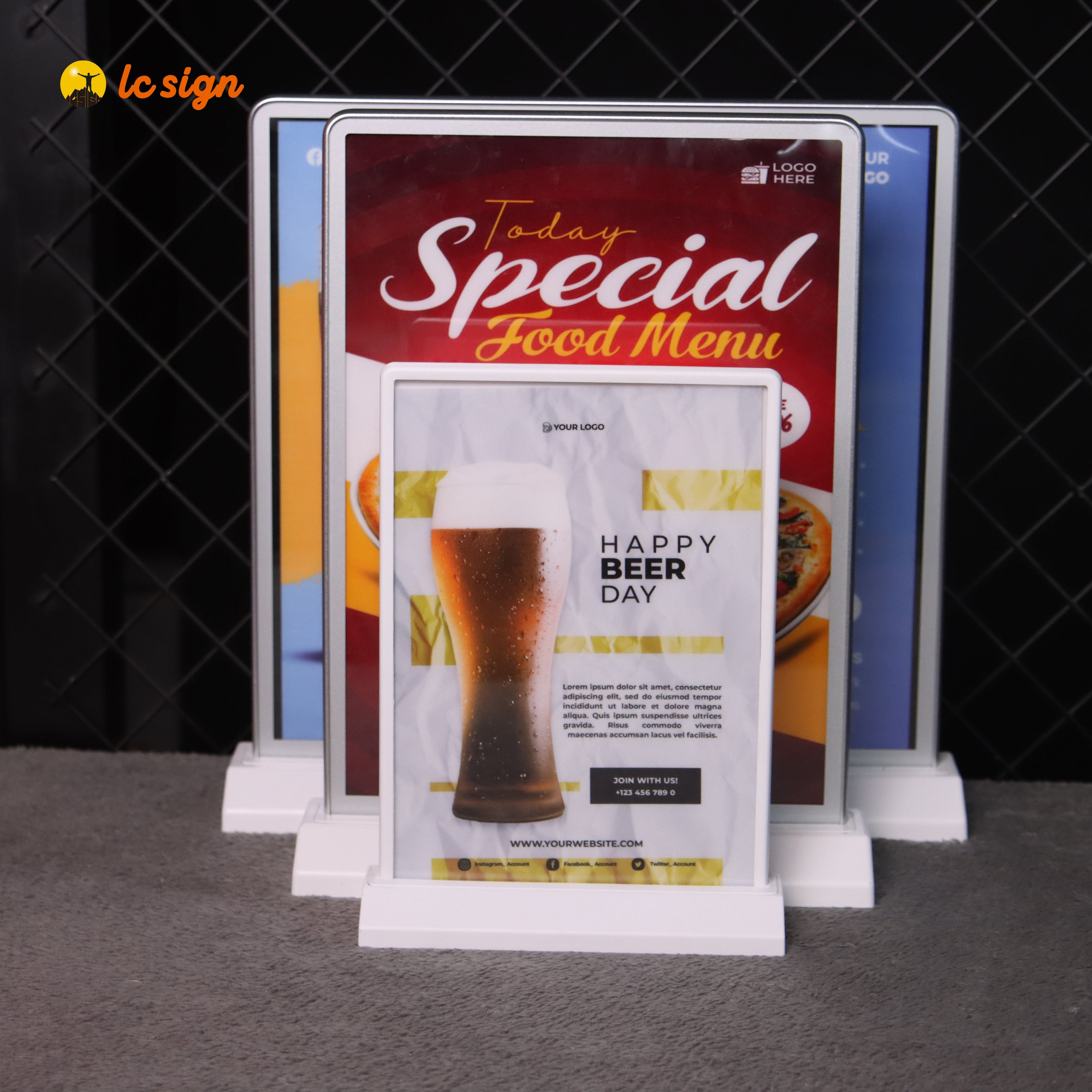 Caissons lumineux (usage intérieur uniquement - Affichage de bureau rechargeable, panneau lumineux publicitaire double face)