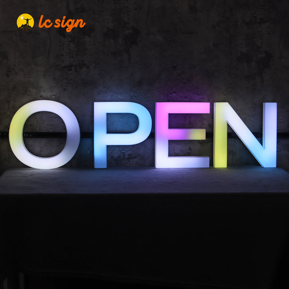 Panneau d'affichage 3D à LED en couleur avec lettres et chiffres (lettres et chiffres disponibles)