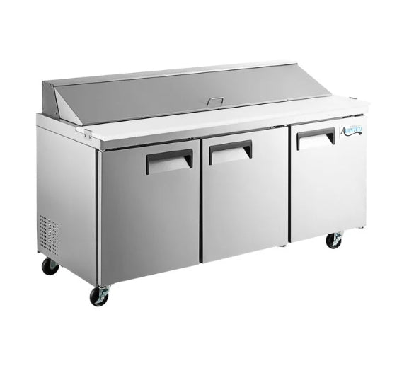 Refrigeradores comerciales de 3 puertas para preparar sándwiches y ensaladas