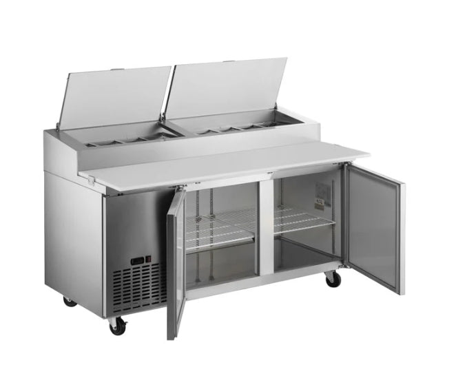 Mesa de preparación de pizza refrigerada de 2 puertas