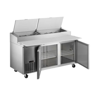 Mesa de preparación de pizza refrigerada de 2 puertas