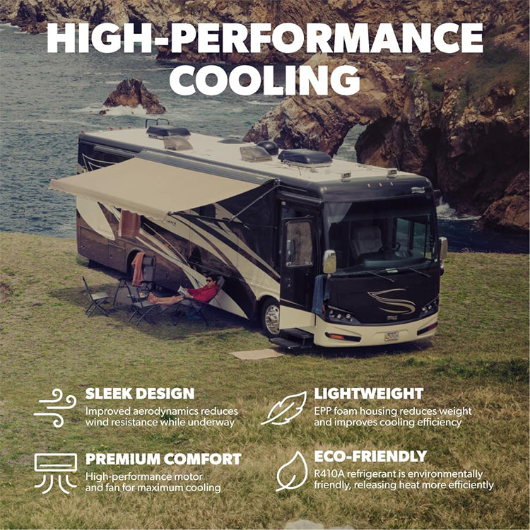 Low Profile Rooftop Air Conditioner, High Capacity 15K BTU, White,