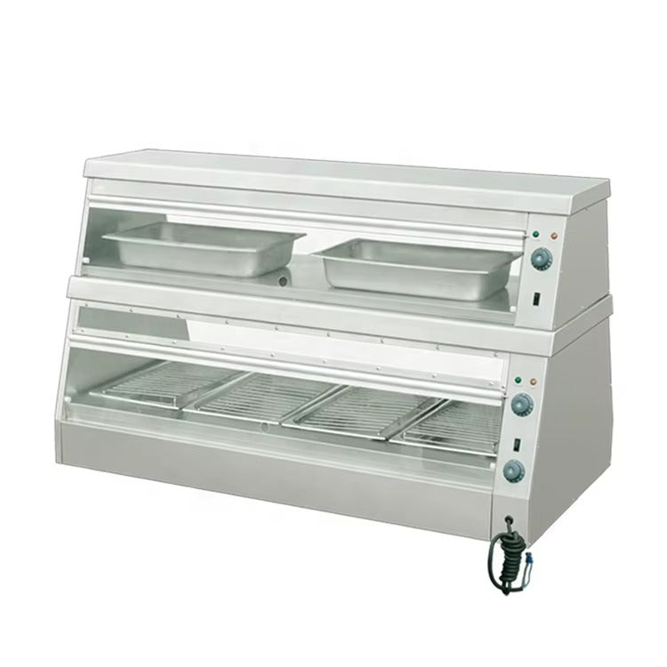 Calentadores de alimentos calientes para mostrador con humectación (2 capas) 