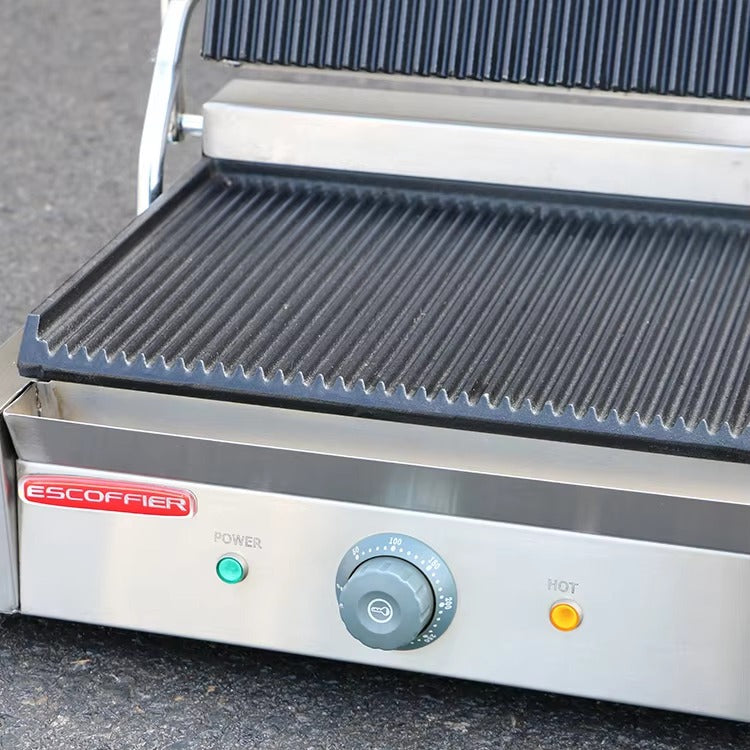 Electric Panini Sandwich Grill with Grooved Plates 310*310*200mm E-DPX-11