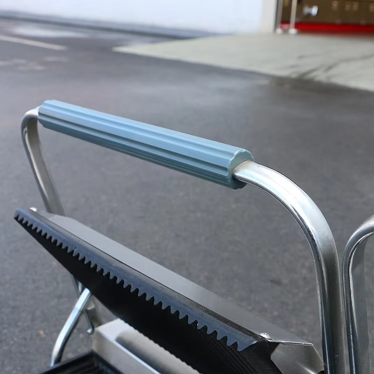 Prensa comercial para panini con parrilla acanalada, máquina para hacer sándwiches, parrilla de contacto eléctrica doble (una ranura superior e inferior) 