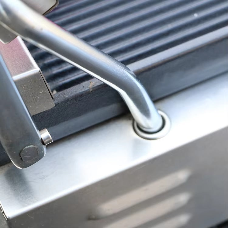 Prensa comercial para panini con parrilla acanalada, máquina para hacer sándwiches, parrilla de contacto eléctrica doble (una ranura superior e inferior) 