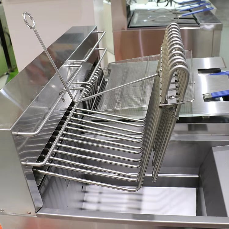 Freidoras eléctricas de suelo, 2 reguladores de temperatura, 4 coladores, 35-40 L*2, 36 kW/380 V, E-DZ-800G/LE-DZ-800G