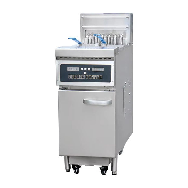 Freidoras eléctricas de piso 1 cilindro 2 coladores 70-80 lb. E-DZE-400G/LE-DZE-400G
