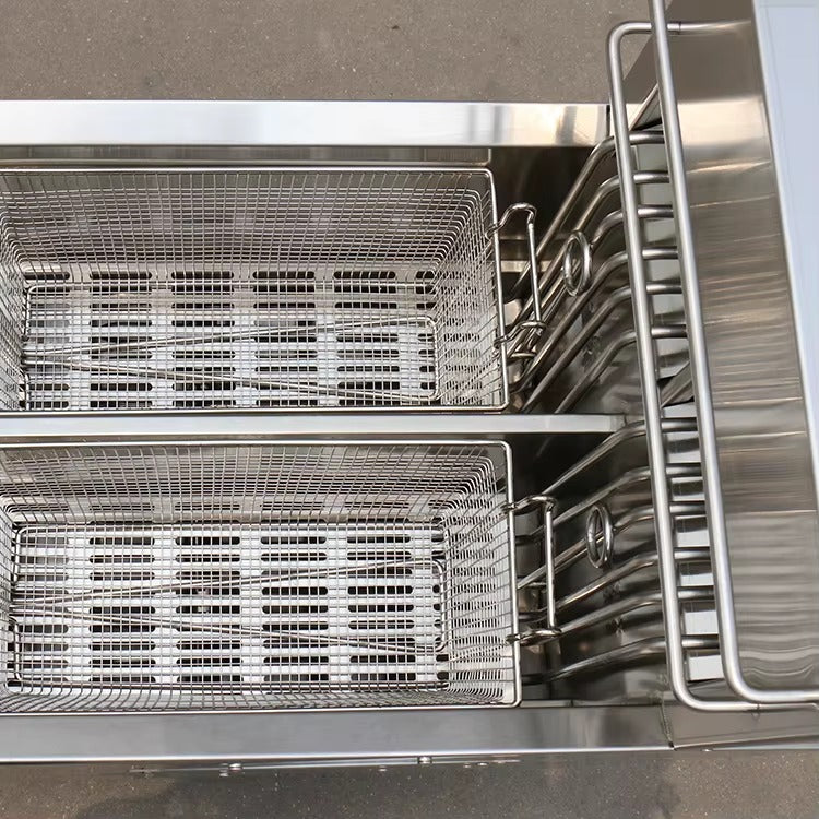 Freidoras eléctricas de piso de 2 cilindros y 2 coladores, 70 lb. E-DZE-400G-2/LE-DZE-400G-2