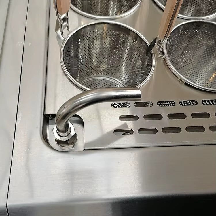 Cuiseur à pâtes et nouilles avec casier, gaz et électricité, 700 x 700 x 850 mm, XKE-RQM-700A/XKE-DM-700