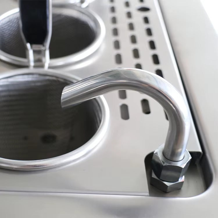 Cuiseur à pâtes et nouilles avec casier, gaz et électricité, 700 x 700 x 850 mm, XKE-RQM-700A/XKE-DM-700