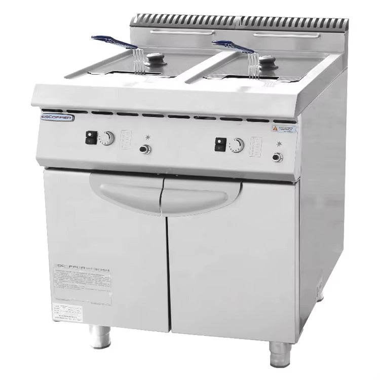 Freidoras de gas de piso, 2 reguladores de temperatura, 2 coladores, 2 x 34-40 lb, XKE-RQZ-700