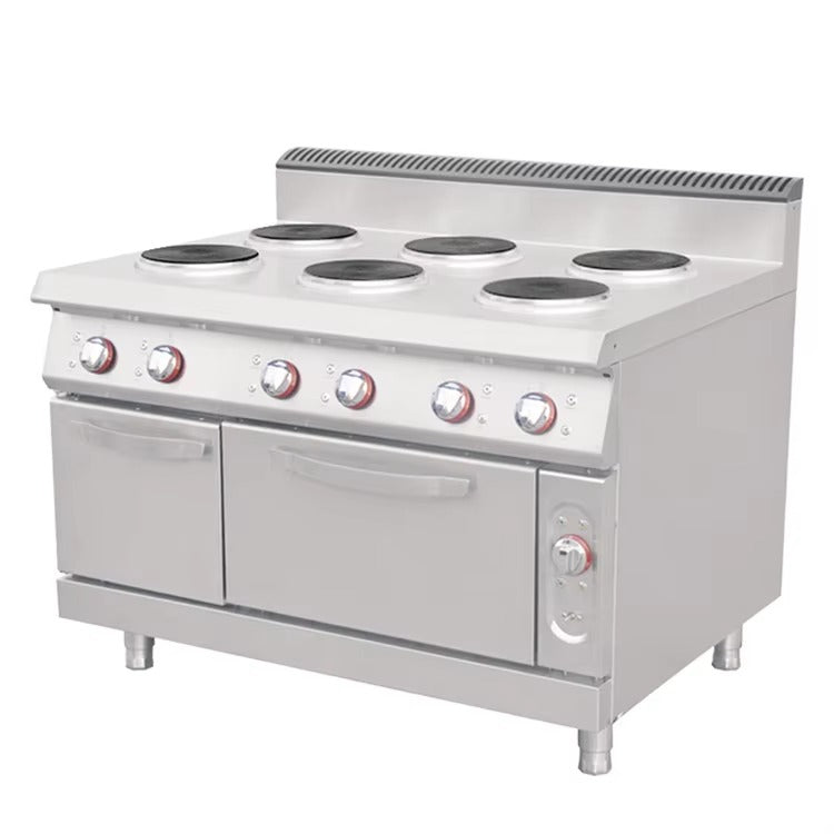 Cuisinière électrique 6 feux avec four et armoire 1200 x 900 x (850 + 120) mm E-DBJ-900-6Y 