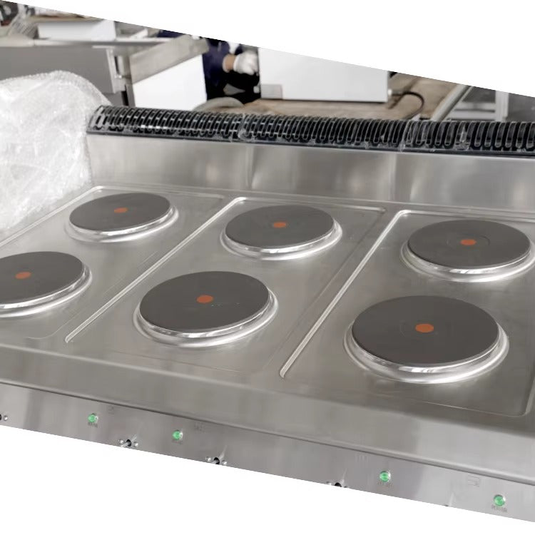 Cuisinière électrique 6 feux avec four et armoire 1200 x 900 x (850 + 120) mm E-DBJ-900-6Y 